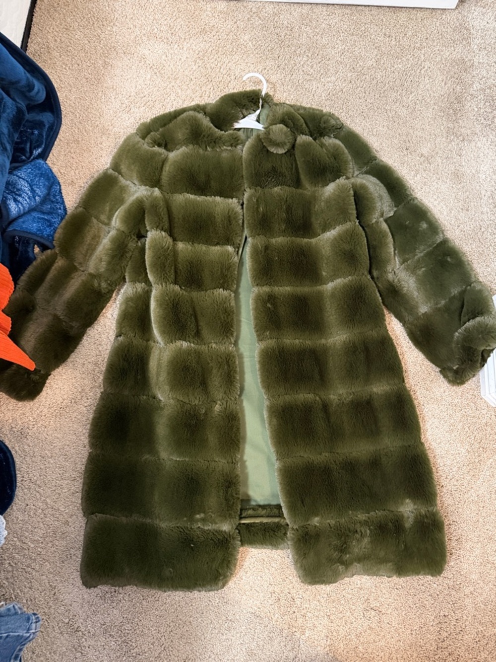 Oh Polly Olive Green Faux Fur Collar Jacket - Picture 1 of 3